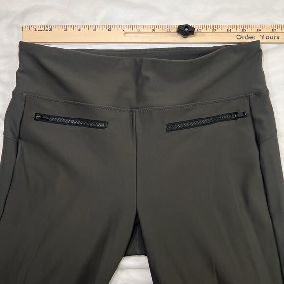 Athleta Stellar Trouser Pants Size L Dark Army Green Zip Pockets Crop Ankle Slim - Picture 8 of 15